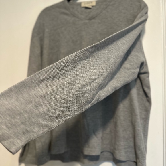 J.Crew Women's Large Grey Waffle Knit Long Sleeve Pullover V Neck Top. - Picture 7 of 11
